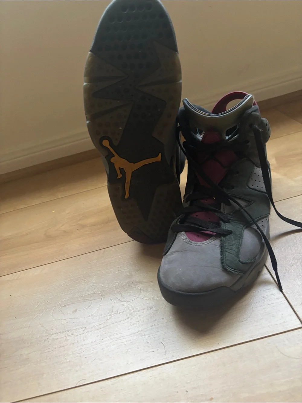 Jordan Men's High-Top Sneakers in Gray and Maroon